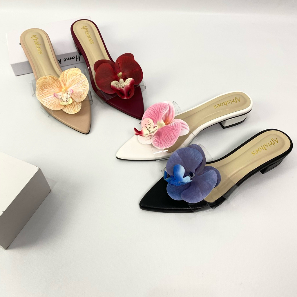 Afrishoes - Vegan Flower heels 3cm Women's Sandals with pointed toe Orchid Orchid Sandal/