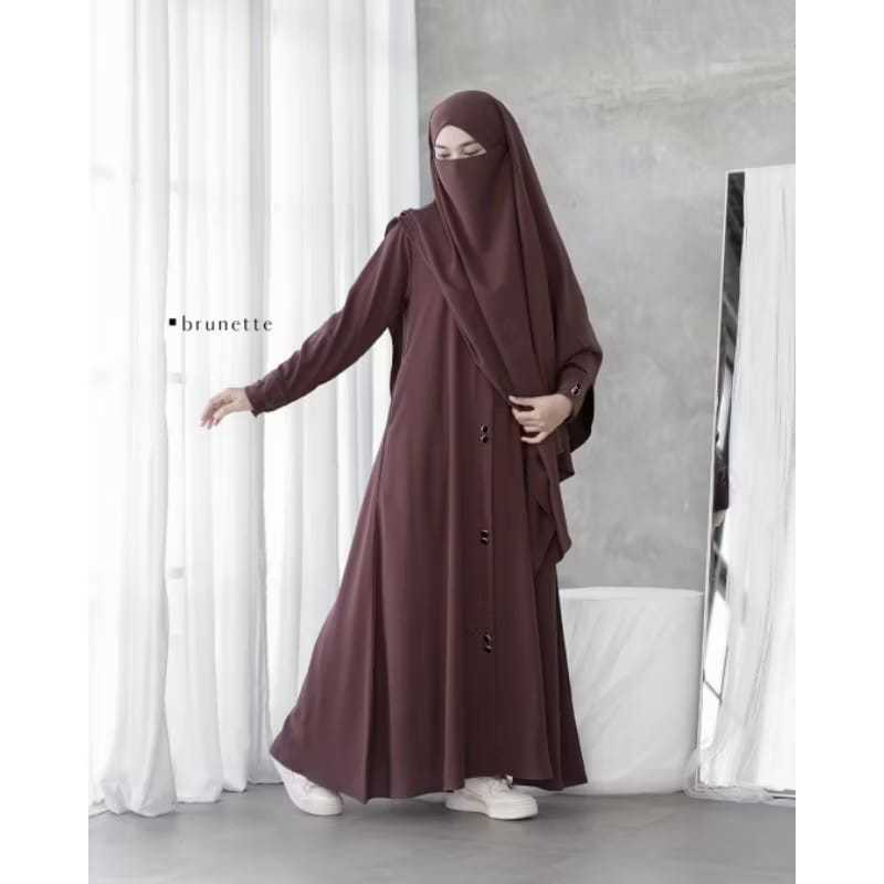 Gamis Umrah Hajj Abaya Black Ayra Muslimah Set Khimar Simple Luxurious ML XL XXL Crinkel