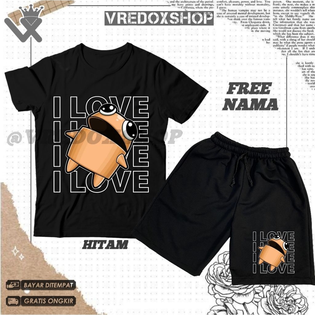 Children's T-shirt and Shorts Set with ROI Love Motif Repo I Love Game shirt Set Kids T-shirt/ Distro Fashion Clothing for Boys and Girls Ages 3-12 Years COD Available Free Name/