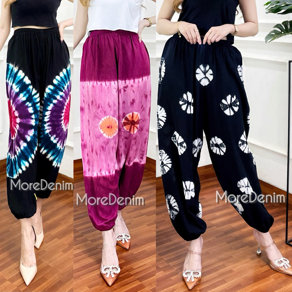 TIE DYE JOGGER PANTS WITH BATIK MOTIF FOR WOMEN CASUAL PANTS/ JUMBO SLEEP PANTS/ SELUAR PEREMPUAN SELUAR TIDUR WANITA