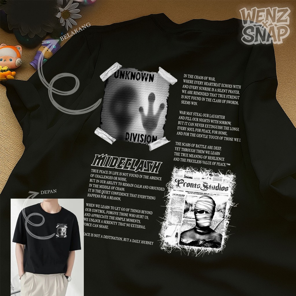 Streetwear Distro T-shirts for Men and Women Unknown Division Mideclash Pronto Studios | Unisex Oversized T-shirts for Men and Women with Front and Back Printing | Unique Design T-shirt for Teenage Fa