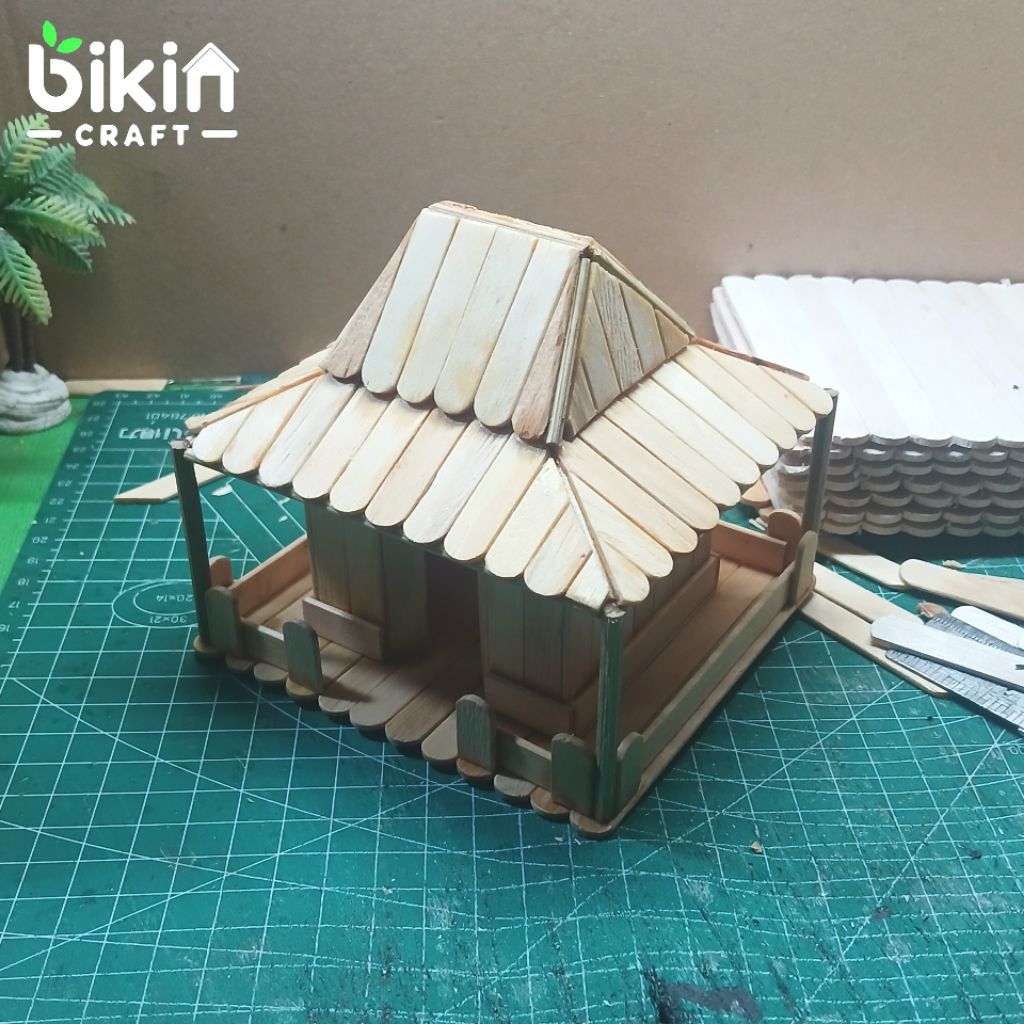 Miniature Joglo Traditional House, Original Indonesian Handicraft Ice Cream Stick Craft