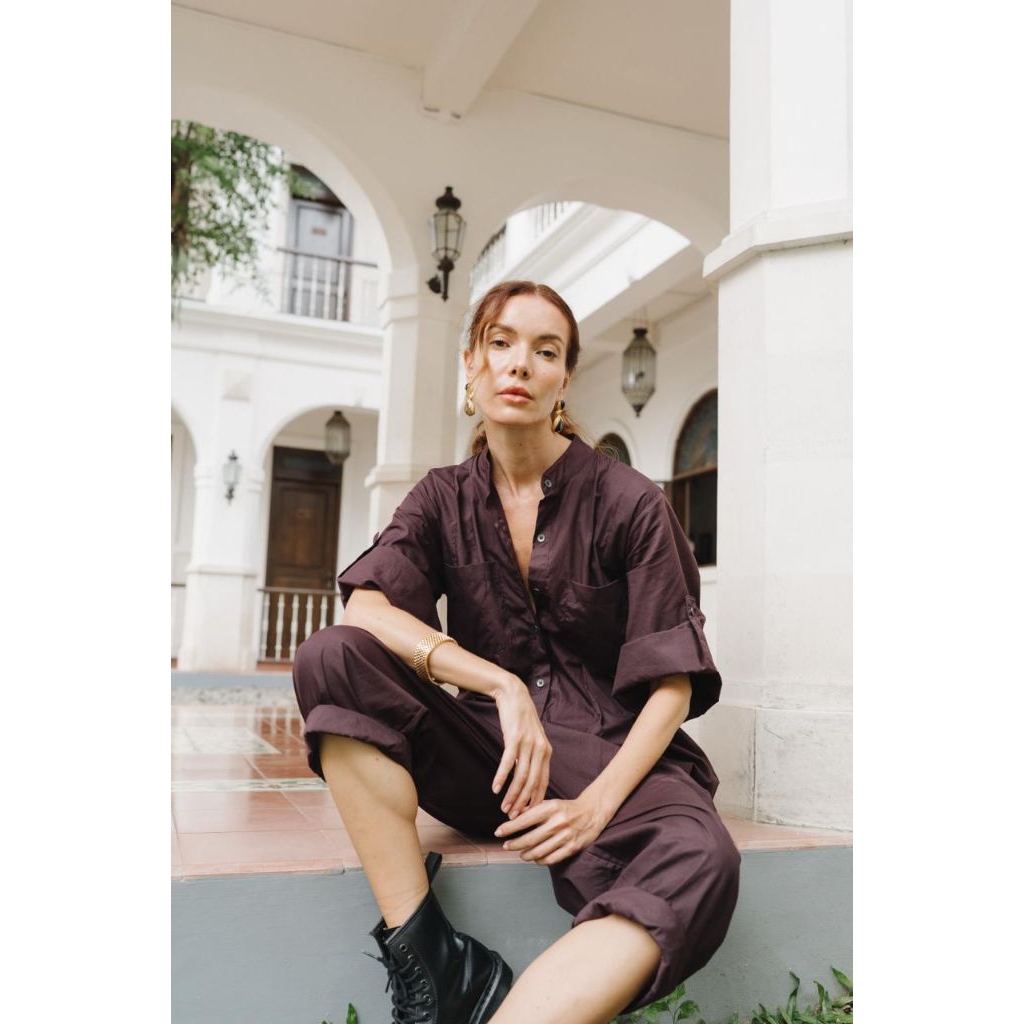 Eon Jumpsuit Premium Cotton Cashmere Oversize Pleats Black Espresso Minimalist Edgy – Monolith Sole