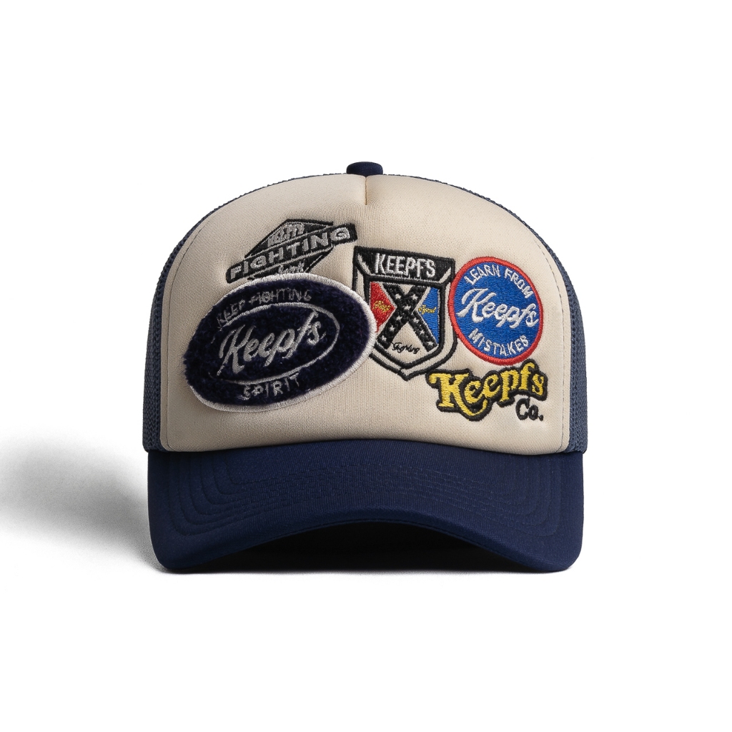 KEEPFS | Navy Cream Trucker Hat | Affoll