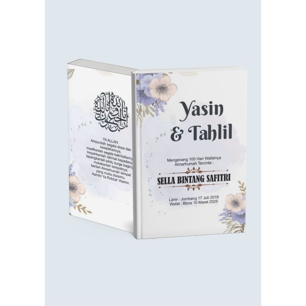 YASIN AND TAHLIL BOOK IN PLASTIC PACKAGING, TILE PACKAGING, PLASTIC PACKAGING + CUSTOM NAME TASBIH 40 DAYS 100 DAYS 1000 DAYS 128 PAGES HVS ARABIC LATIN AND TRANSLATION OF MALVA VARIATIONS