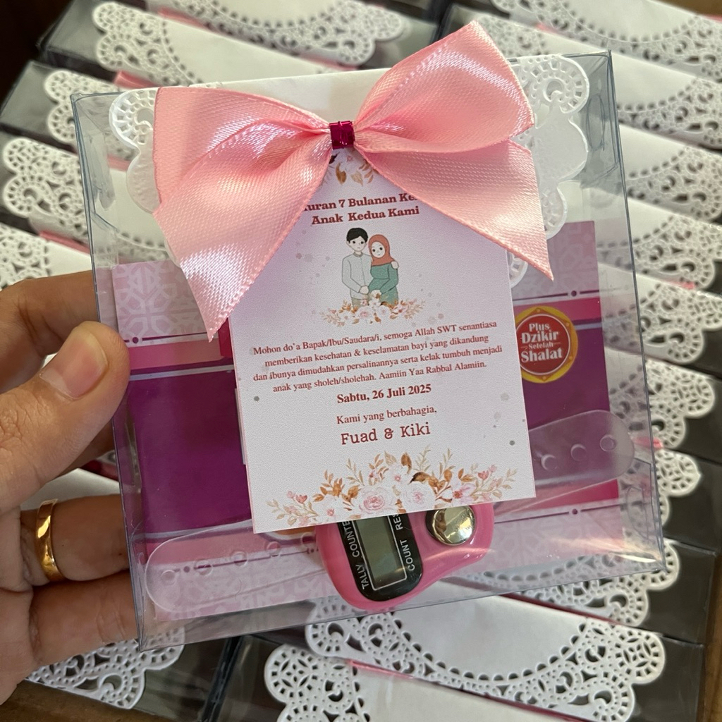 7 Month Pregnancy Thanksgiving Souvenirs Morning and Evening Dhikr Books Free Digital Tasbih Transparent Mica Packaging/ Hajj and Umrah Souvenirs/ Prayer BeadsAqiqah Circumcision Thanksgiving Souvenirs 1000 Days Haul
