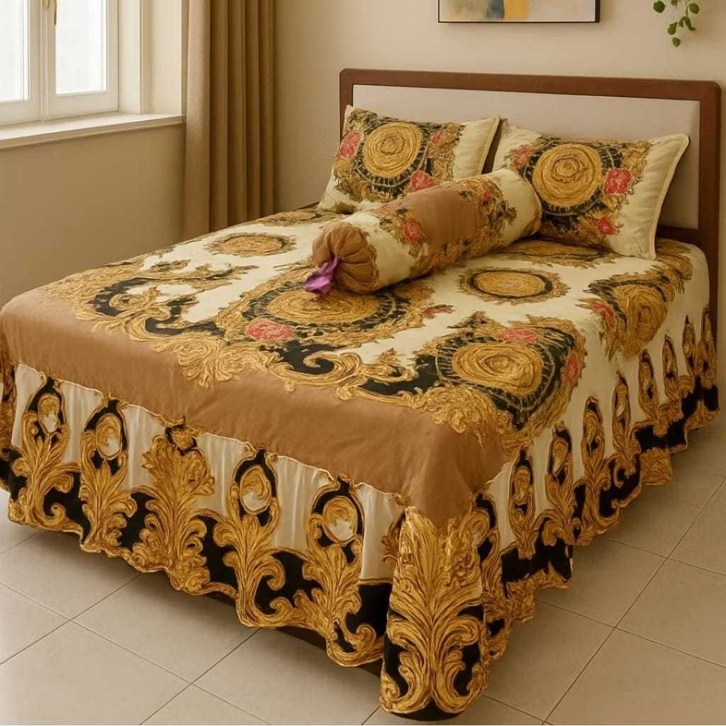 KATUN NEWEST MOTIF TASSEL BED SHEET MADE IN SOFT COTTON MATERIAL SIZE 180X20 160X200 120X200 FREE 2 PILLOWCASES AND 2 BOLSTER CASES