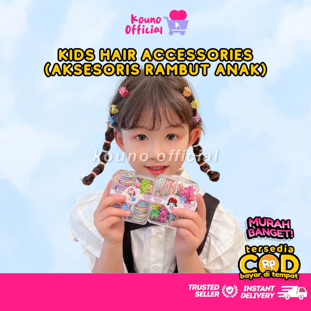 Kouno Children's Hair Accessories Set | Cute Colorful Hair Clips & Ties