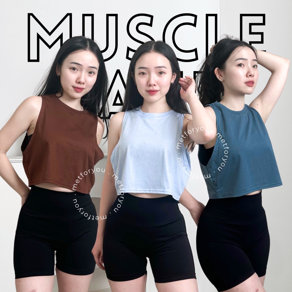 METFORYOU Joy Muscle Top Korean Women's Tank Top Sport T-Shirt Sleeveless Top Women