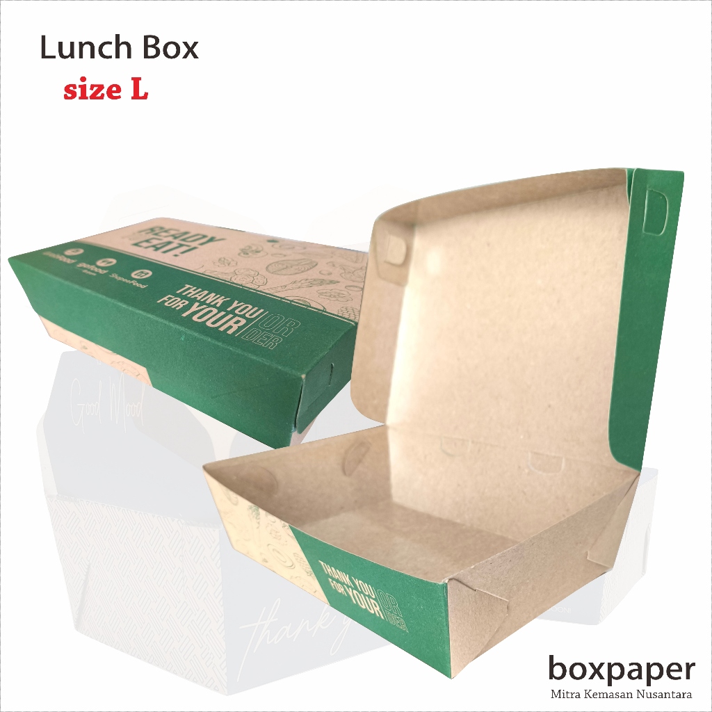 Paper Lunch Box size( L) White Ivory kraft packaging Paper Laminated Food Fried Geprek Chicken Penyet Pecel Lelel Grilled Sambal Nadi Kebuli Chicken Katsu Fried Chicken Fried Rice Chicken Kripsi