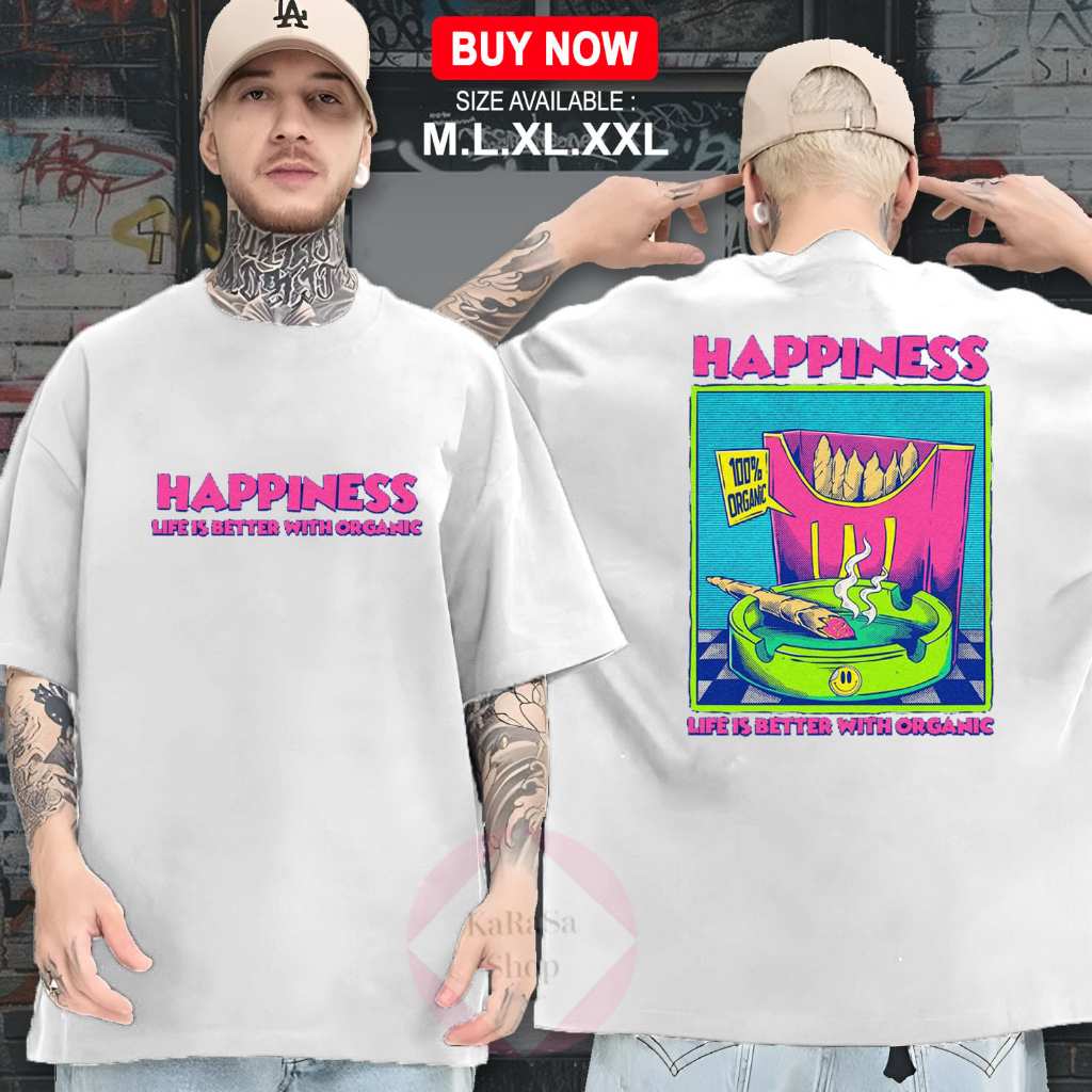 Distro Clothes [VINTAGE] HAPPINESS LIFE IS BETTER WITH ORGANIC Clothing Apparel Unisex - MLXL.XXL - Viral T-SHIRTS - Cool T-SHIRTS - Latest - Trendy - Distro - Aesthetic