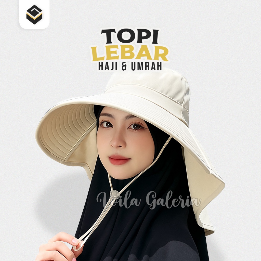 Wide Visor Bucket Hat for Hajj and Umrah, UV-Resistant Head Cover - Outdoor Umrah Beach Hat Topi Lelaki Cap