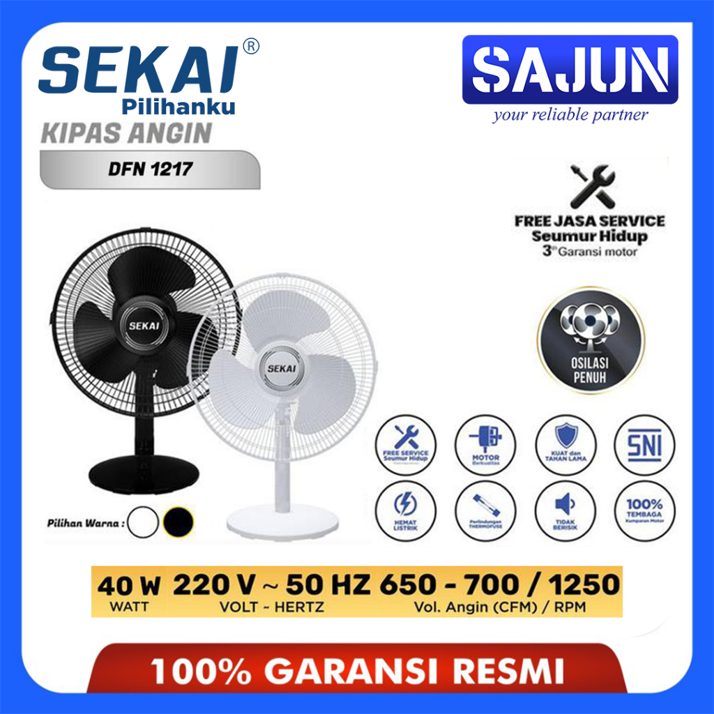 SEKAI Desk Fan 12 Inch Table Fan/ 30 cm/ - DFN 1217 DFN 1218/ Kipas Meja Kipas Angin Table Fan