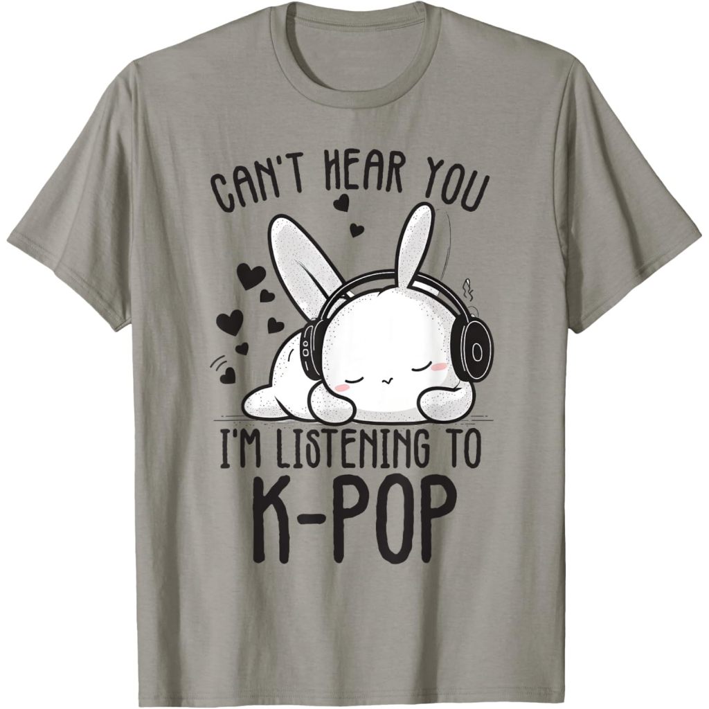 T-shirt Adult Can't Hear You Listening Kpop Rabbit K-pop Merchandise T-Shirt Fashion Tops Boys Girls Distro Age 1 2 3 4 5 6 7 8 9 10 11 12 Years T-Shirt