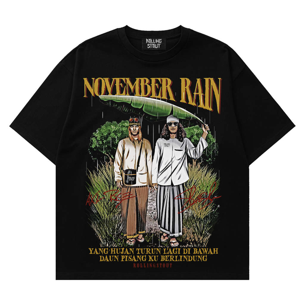 Men's Cotton Tee 220G November Rain GNR Tour Indonesia| BAND T-Shirt| THIS MUSIC Men Women 843B