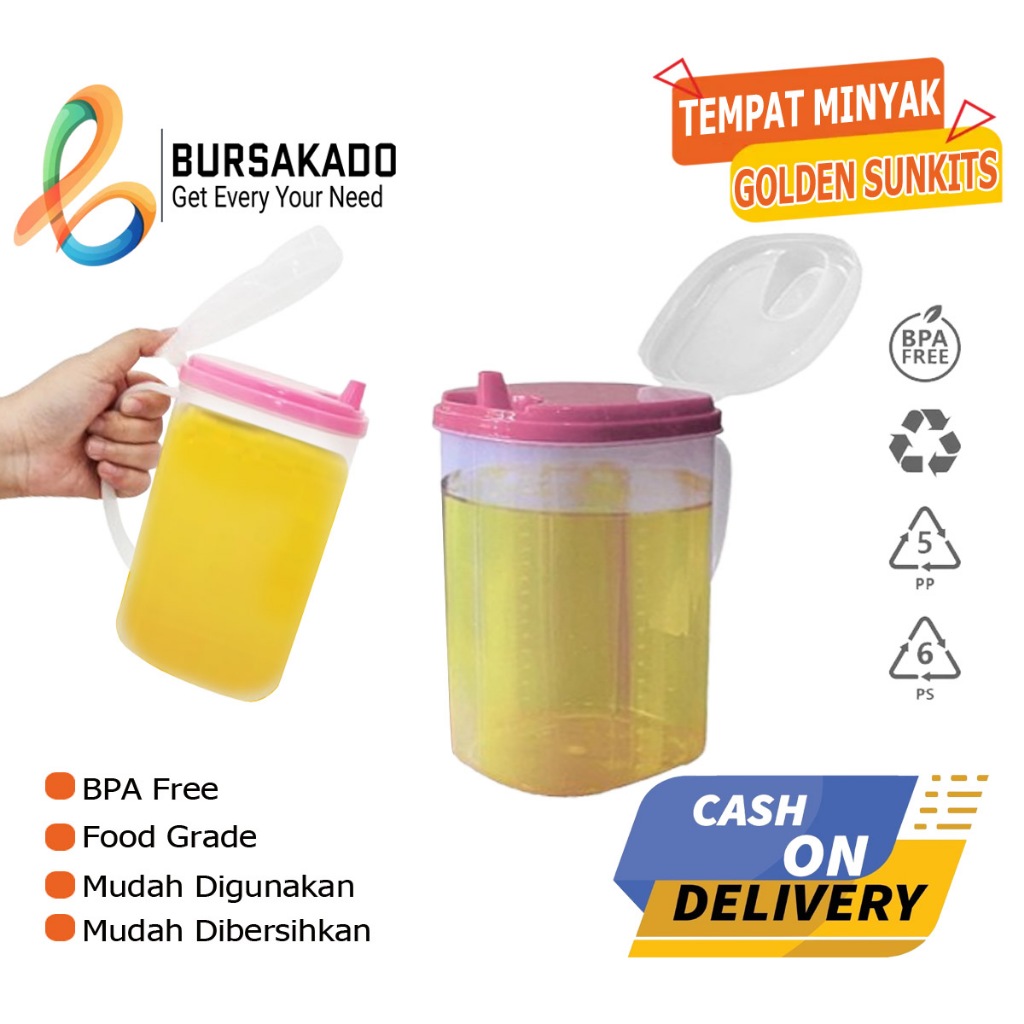 Golden Sunkist Cooking Oil Container 1 Liter Multipurpose Storage Container Oil Pot