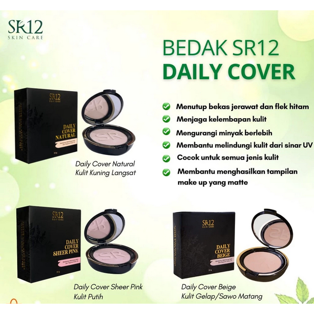 Sr12 Daily Cover Powder Long Lasting Glowing Pressed Powder Covers Blemishes Protects From UV Rays