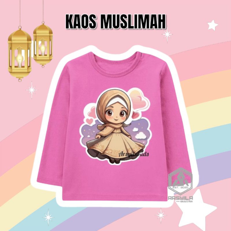 Long Sleeve Muslim Children's T-Shirt - Islamic Character Children's Clothing Ages 1-11 Years Made of 30s Combed Material