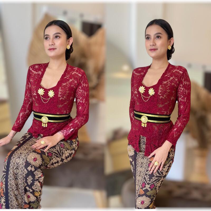 SOFIA BROCADE Balinese Kebaya Long Sleeve Bed (kebaya only) Stretchy Modern Kebaya Top Kutu Baru Kebaya Full Strait