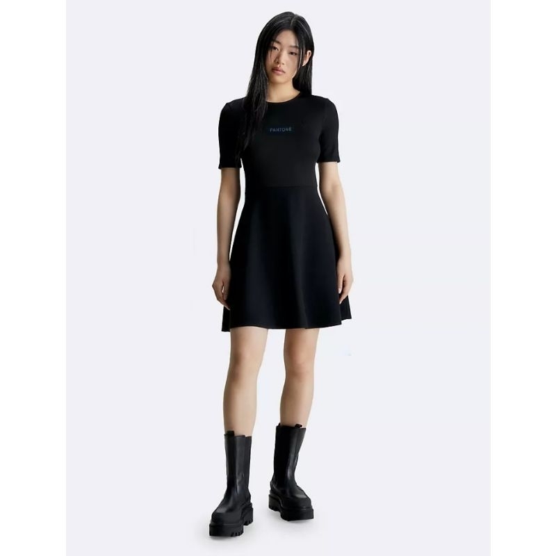 Pomelo Fashion + Pantone sustainable rib cotton dress size S in black color (preloved) little black dress / women'S dress