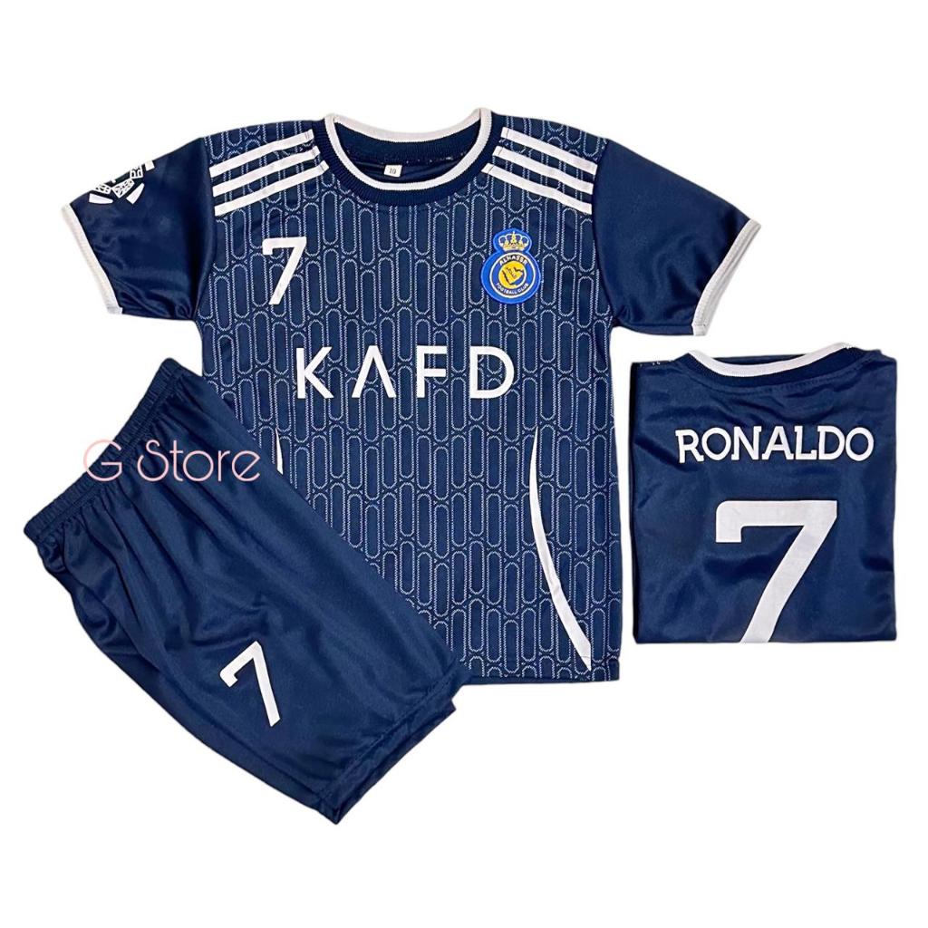 Al nassr navy club ronaldo cr7 Children's Ball set Newest Quality Football T-Shirt set Men's futsal Shirt