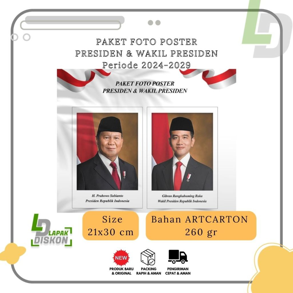 President and Vice President Photo Poster One Set Size 21 x 30 Cm.