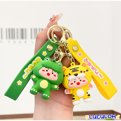 GANTUNGAN Boy's Keychain Tiger And Swan Costume Fierce Rope Awu Star Footprint Cute Cute Viral Gift Rubber Car School Bag Holder Keychain Boy Custom Tiger And Goose Fierce Awuu Star Paw Print Cute Gift Merchandise