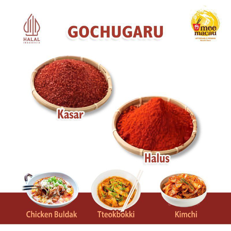 Gochugaru Halal MUI / Korean Red Pepper Powder Chili Powder - Coarse & Fine 50 Grams / Coarse Flake Chili / Super Korean Fine Chili Powder / Pure Chili Powder / Korean Gochugaru / Korean Gochujang Korean Cooking Seasoning Delicious Halal Spicy / Chili Pow