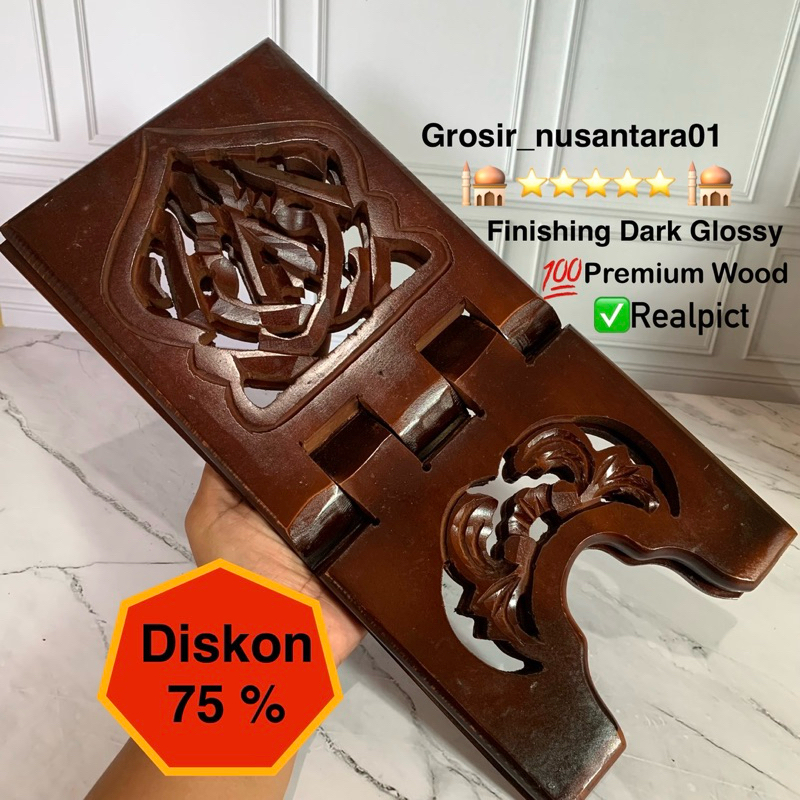 KAYU Premium REASON!! Al-quran Koran Study Mat / Table wood Glossy Finish Folding Sturdy Material Teak Mahogany Mahogany export best wood Recal Rekhal Reading Coaster Book rehal book