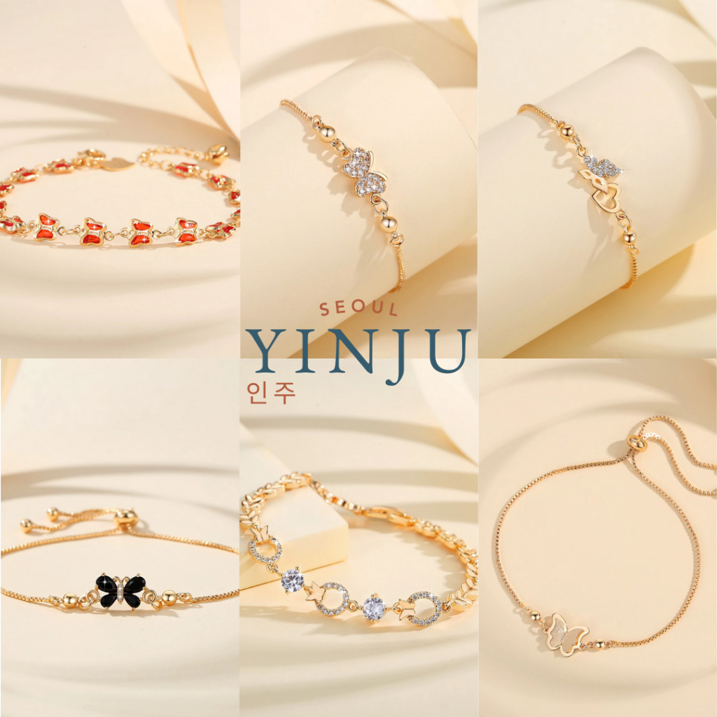Yinju - G-06 Jewelry Women's Butterfly Bracelet Stainless Steel Titanium Jewelry Jewelry Not Easy to Rust Korean Bracelet Accessories Korean Women Jewelery Jewelry Gold Plated Jewelry 06