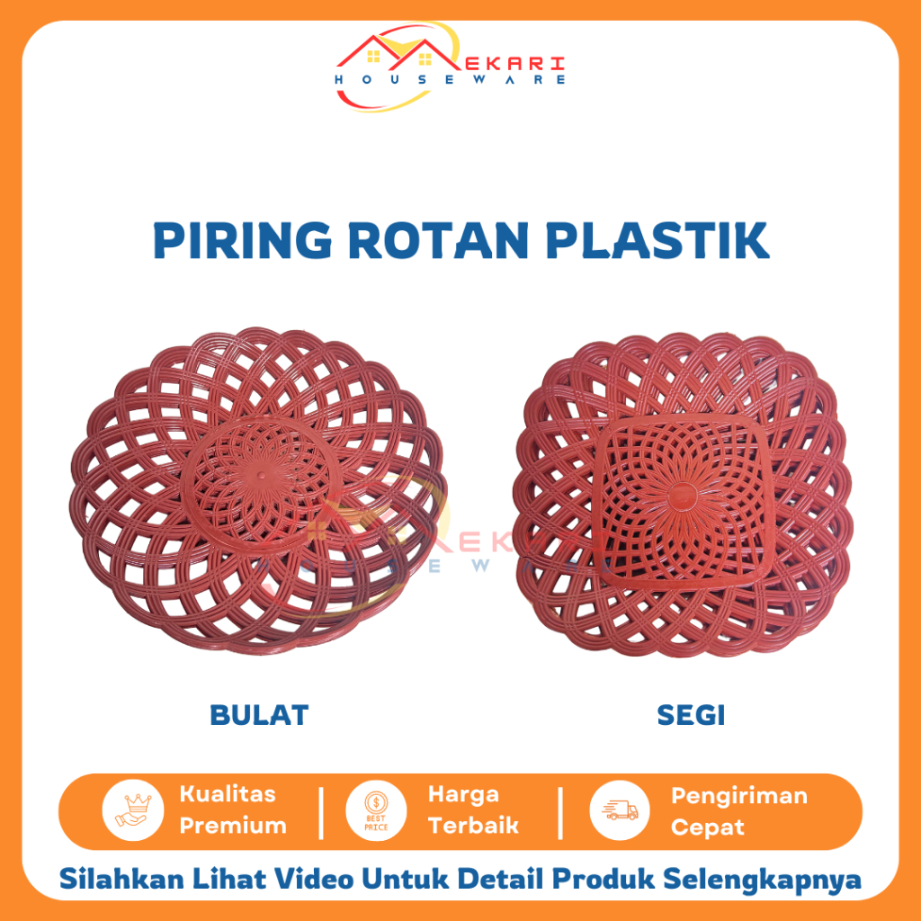 Brown Penyet Chicken Rice Plastic Woven Rattan Plate