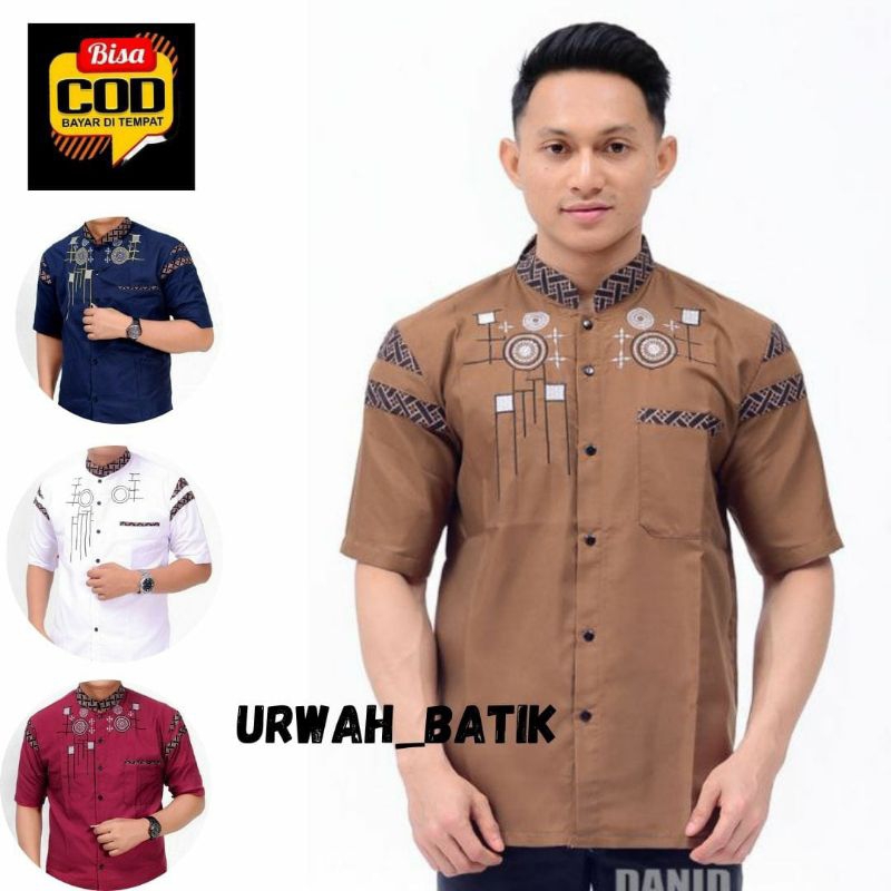 Shirt Men's Short Sleeve Embroidered Muslim Fashionkoko Sizes ML XL XXL