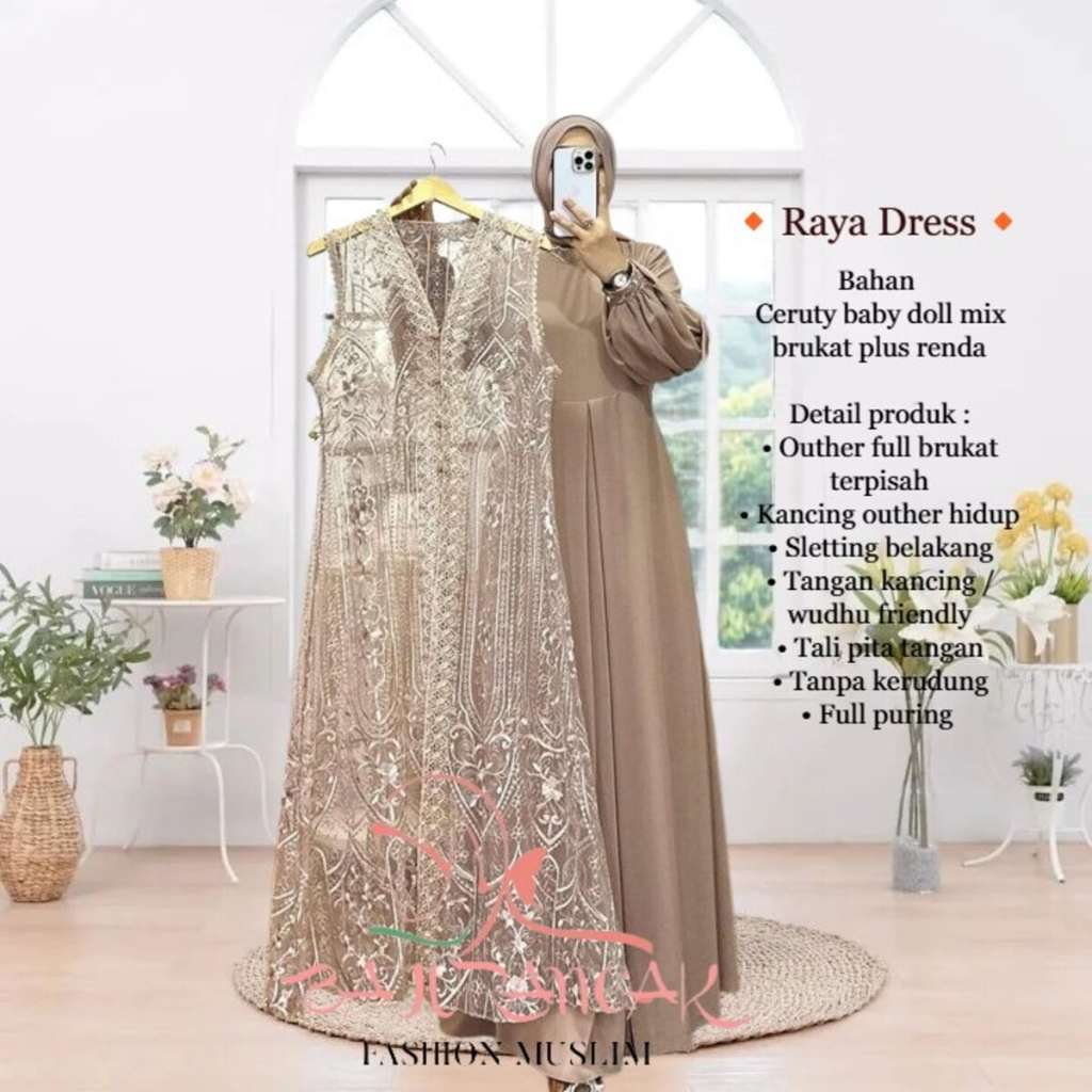 Raya Gamis Clothes Set Luxury Brocade Outer Trend 2025 Muslim Dress Women's Party Contemporary Fashion Outfit