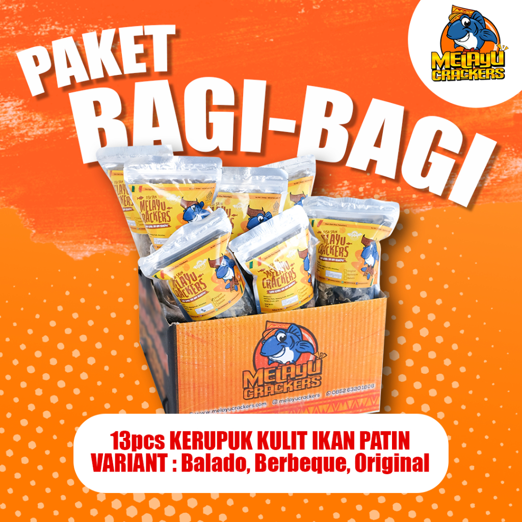 Package For-Bagi 13pcs Free Box of Skin Crackers Patin Malay Crackers Typical Souvenirs from Pekanbaru
