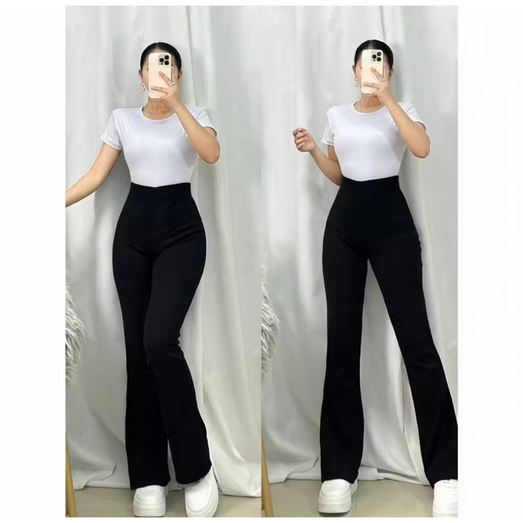 Fit And Flare Pants Cutbray Scuba Highwaist Stretch Elastic Material Cutbray Scuba Culottes