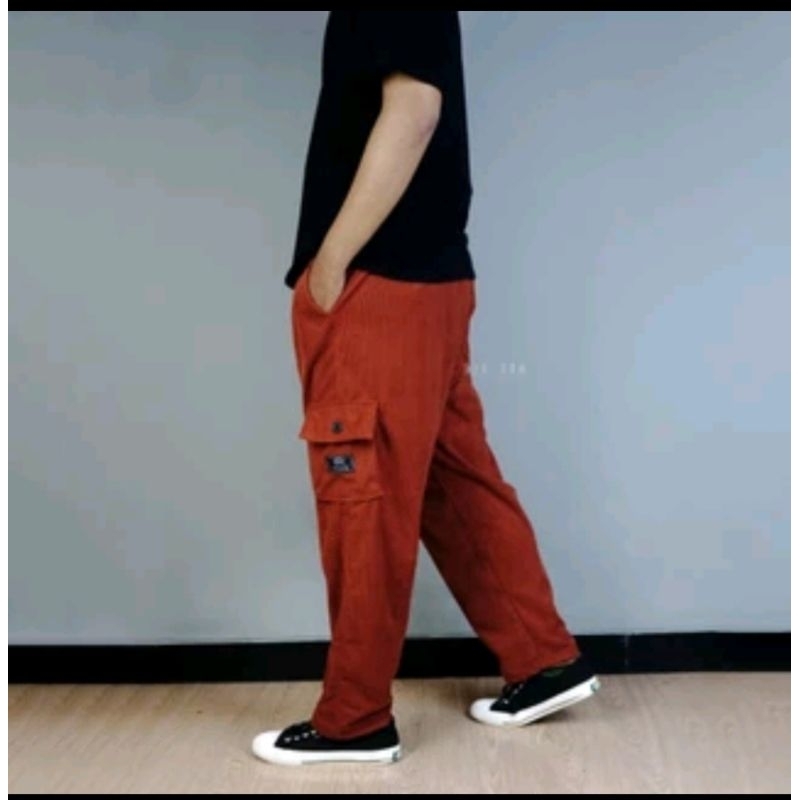 Men's corduroy cargo pants, men's loose corduroy cargo pants, straight fashion vintage pants