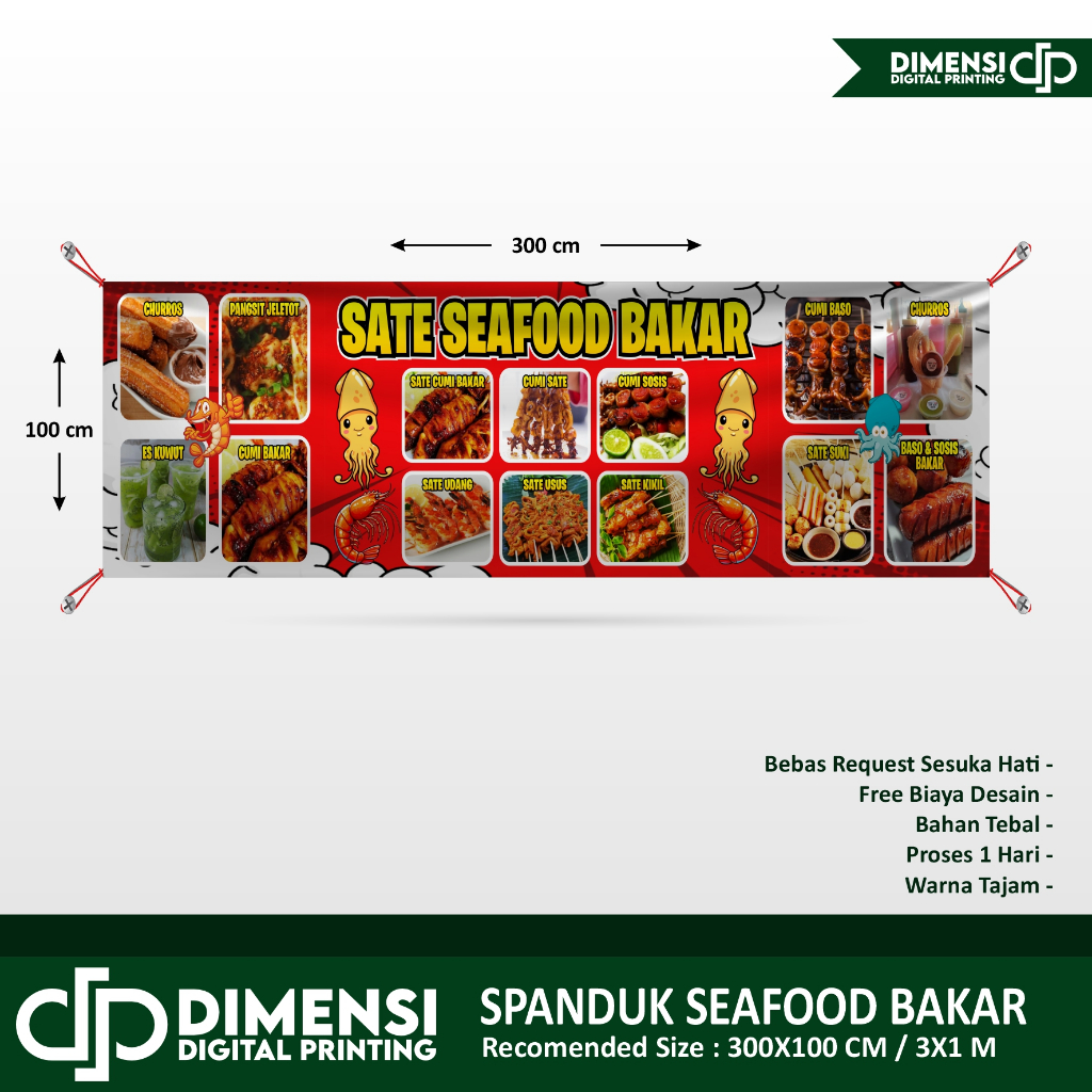 Grilled seafood satay sales business banners / grilled seafood banners / seafood satay banners