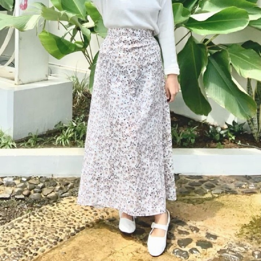 Vintage KOREAN FLORAL SKIRT A LINE / DAISY KOREAN STYLE FLOWER MOTIF SKIRT