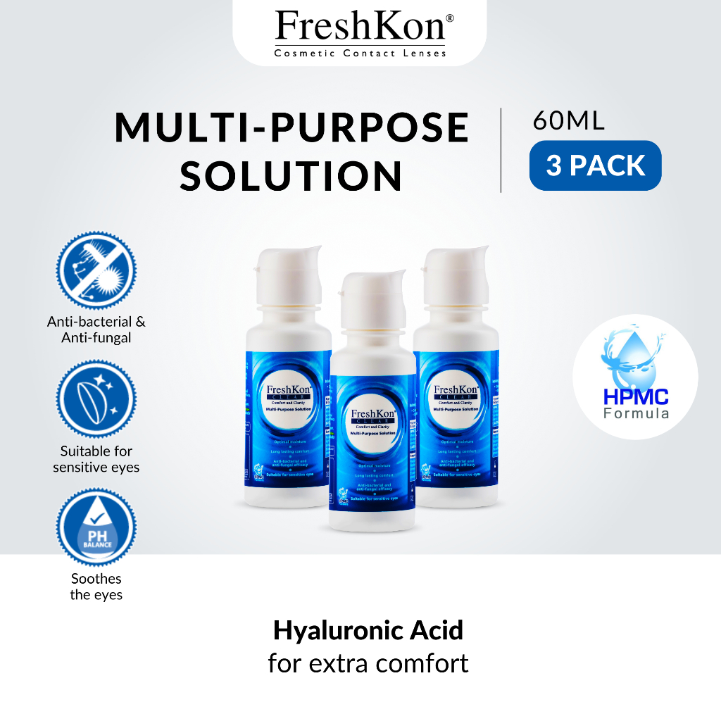 FreshKon® Clear Multi PURPOSE Solution 60ml - 3 Bottles (Softlens Liquid)