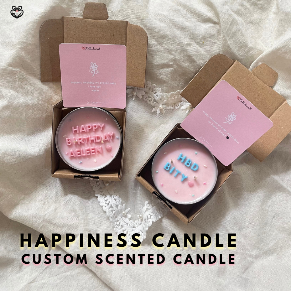 LILIN HAPPINESS SCENTED CANDLE - CUSTOM AROMATHERAPY CANDLE SIZE M BIRTHDAY GIFT GRADUATION GIFT UNIQUE HAMPERS