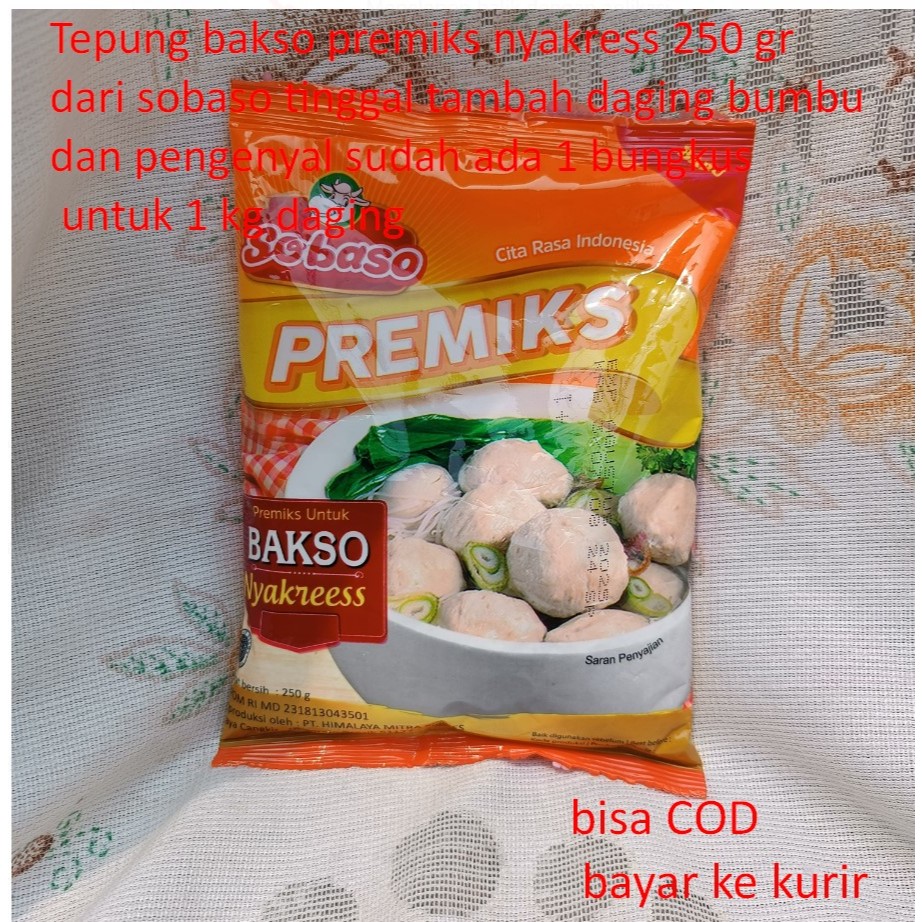250 gr nyakress premix meatball flour from sobaso, just add seasoning and chewy meat, 1 pack for 1 kg of meat