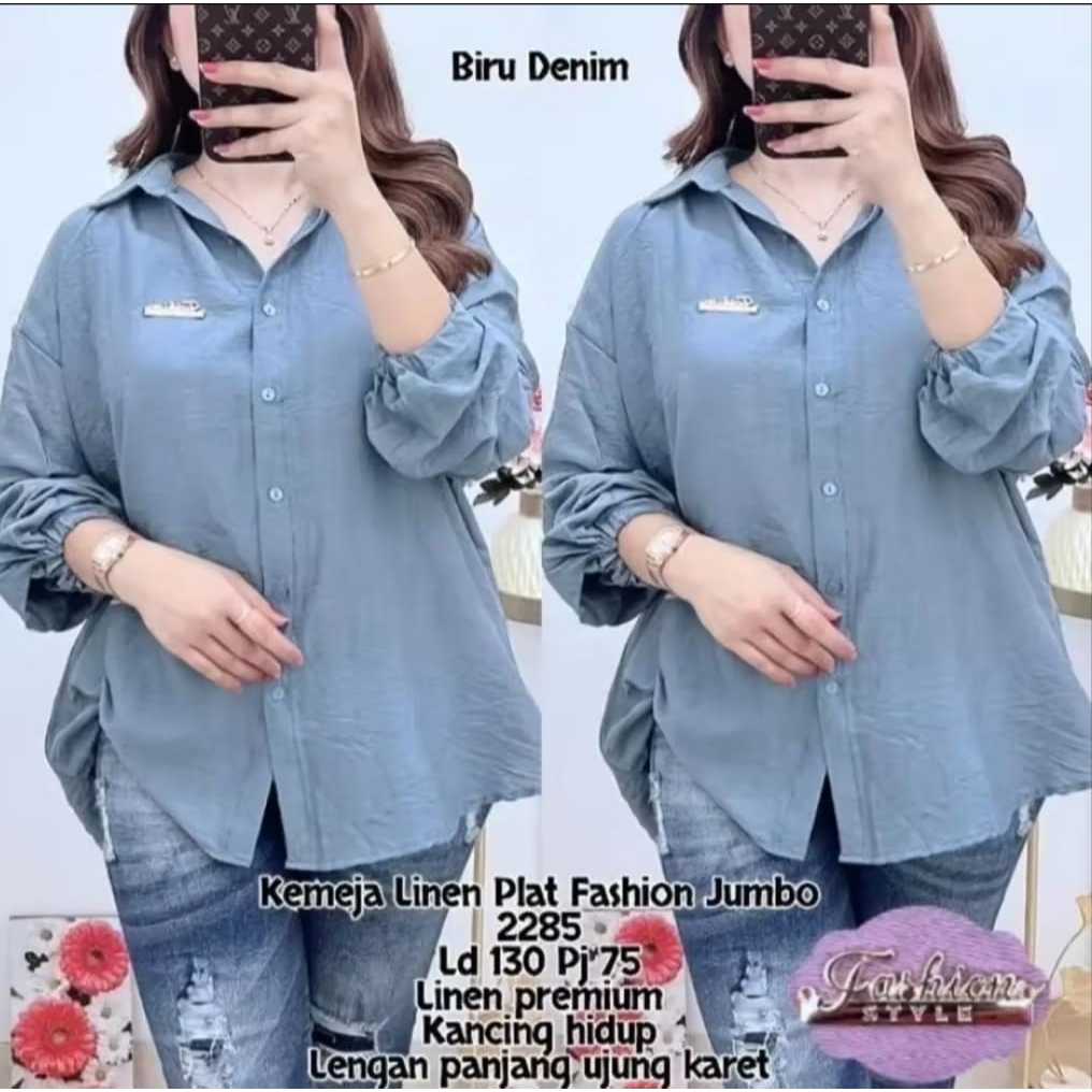 KEMEJA !!! Women's Plain Shirt Top / Shinta Jumbo Elastic Sleeve Shirt / Plain Office Shirt