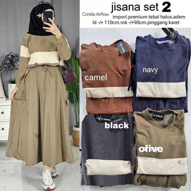 JISANA CARGO SKIRT SET CRINKLE AIRFLOW LD 110 / PLAIN SKIRT SET / ONE SET PLAIN SKIRT FOR WOMEN MODERN WOMEN'S/ SET WOMEN'S/ SET WOMEN'S/ SET WOMEN'S JISANA/ SET PLAIN WOMEN'S/ SET PLAIN SKIRT SET CUR