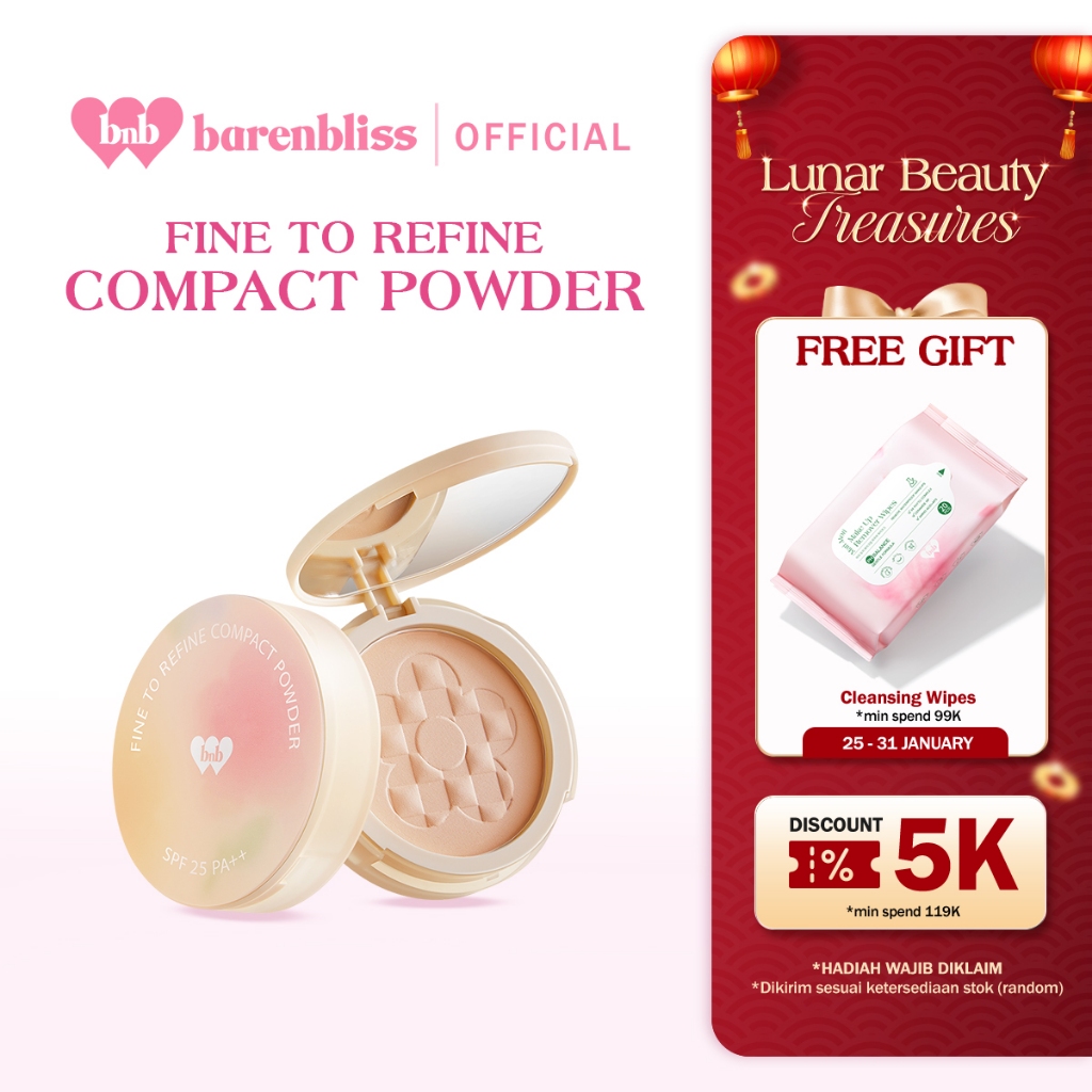 [MUST Have] BNB barenbliss Korean Bloomatte Fine to Refine Compact Powder 24H Oil Control Light Powder with Oil Control for up to 24 hours waterproof sweatproof and equipped with SPF 25 PA++.