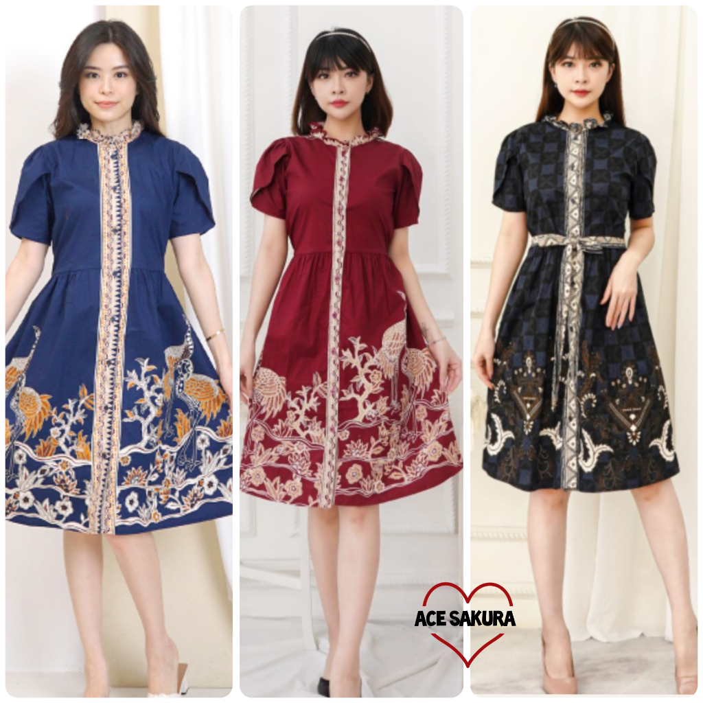 KATUN Jennie DRESS BATIK MODERN WORK CONTINUOUS OFFICE COLLEGE CONDANGAN GIRLS' CLOTHING FASHIONABLE STRETCH COTTON 175