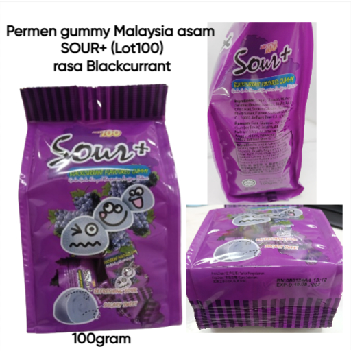 Malaysian gummy candy SOUR SOUR+ Lot100 100gram Blackcurrant flavor tamarind candy sweet tamarind jelly