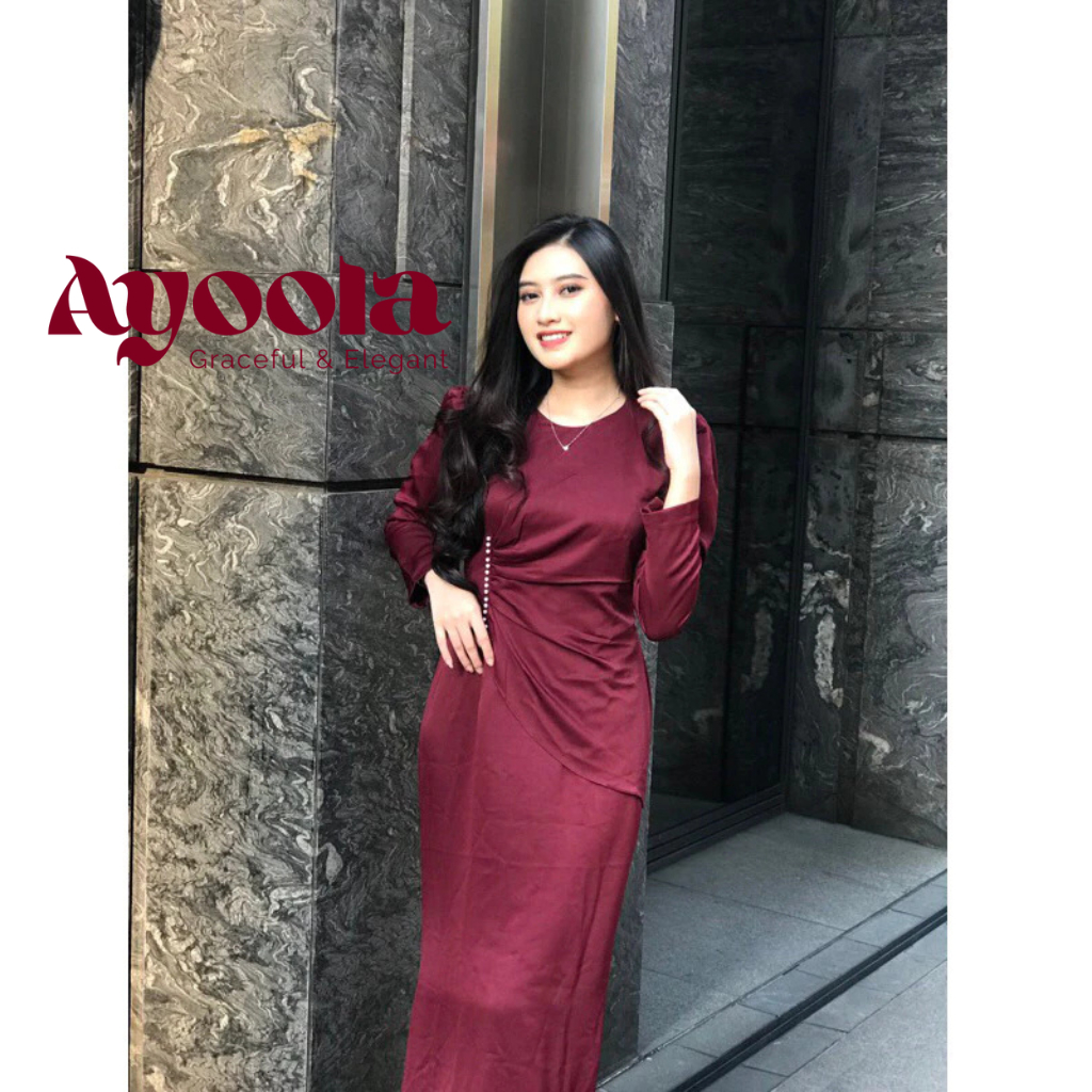 Ayola - Premium Satin Silk Dress, Simple, Luxurious, Press Body Dress, Plain, Elegant for Bridesmaid Invitations, Ready Uniform, Outfit for Teenagers, Body Fit - Diva