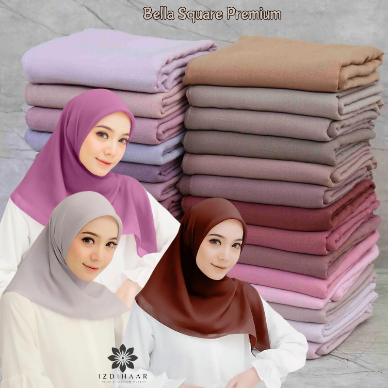 Bella Square Hijab Plain Square Hijab 50 Colors Bella Square Premium Square Hijab | Plain Anti-Slip Square Hijab