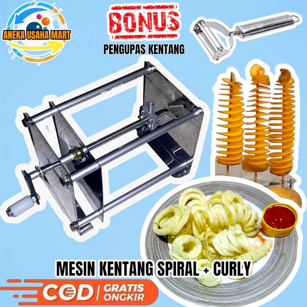 MESIN Multifunctional Curly Potato Machine + Spiral Potato cutting machine in one machine