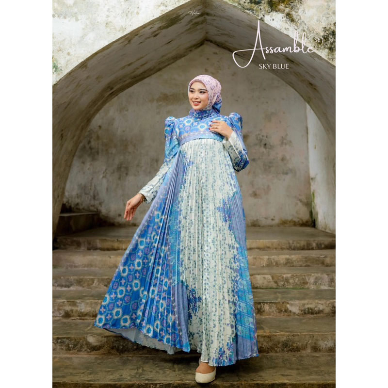 Assamble DRESS by HALWA APPAREL GAMIS RAYA LUXURY BEAUTIFUL HIJAB SET